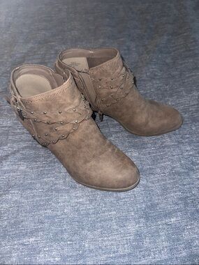 Indigo Taupe Studded Ankle Booties